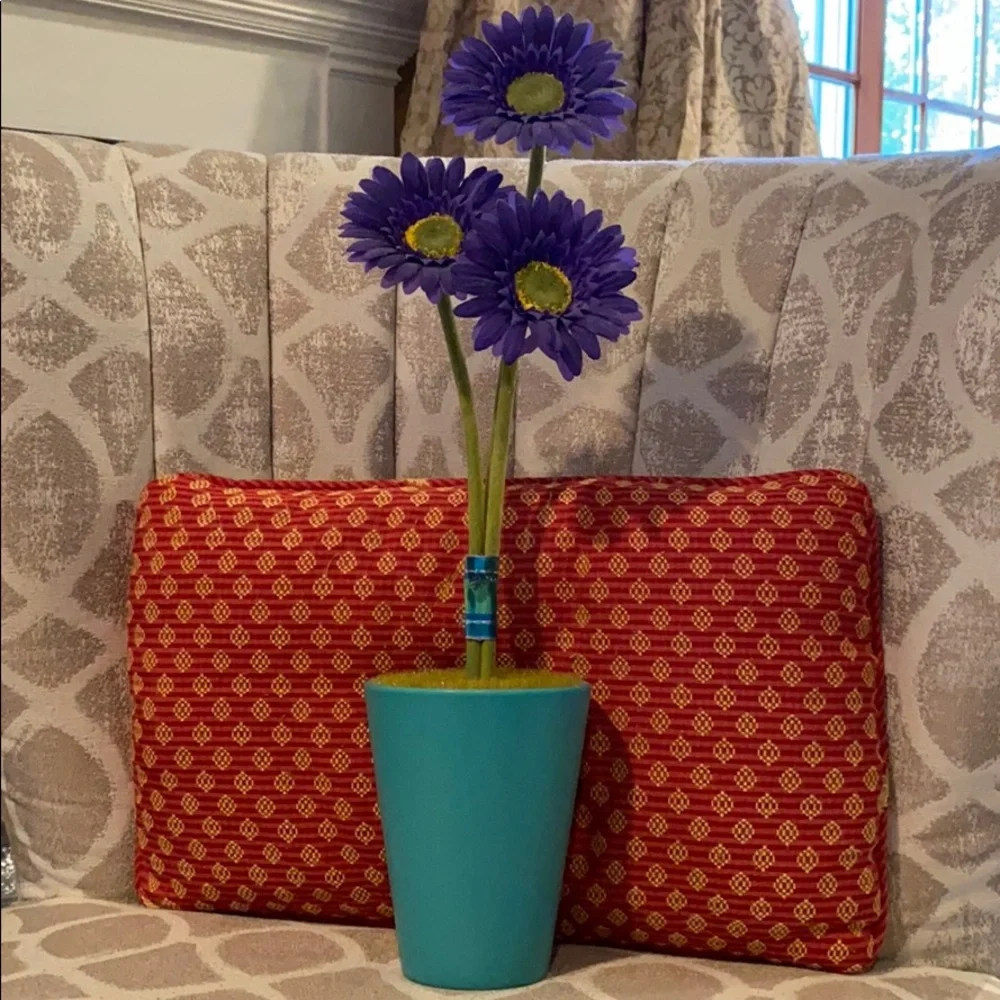 Purple Daisy in Teal Pot Centerpiece